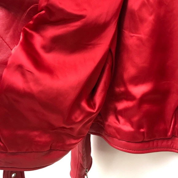 100% Red Leather motorcycle Jacket - Picture 6 of 10